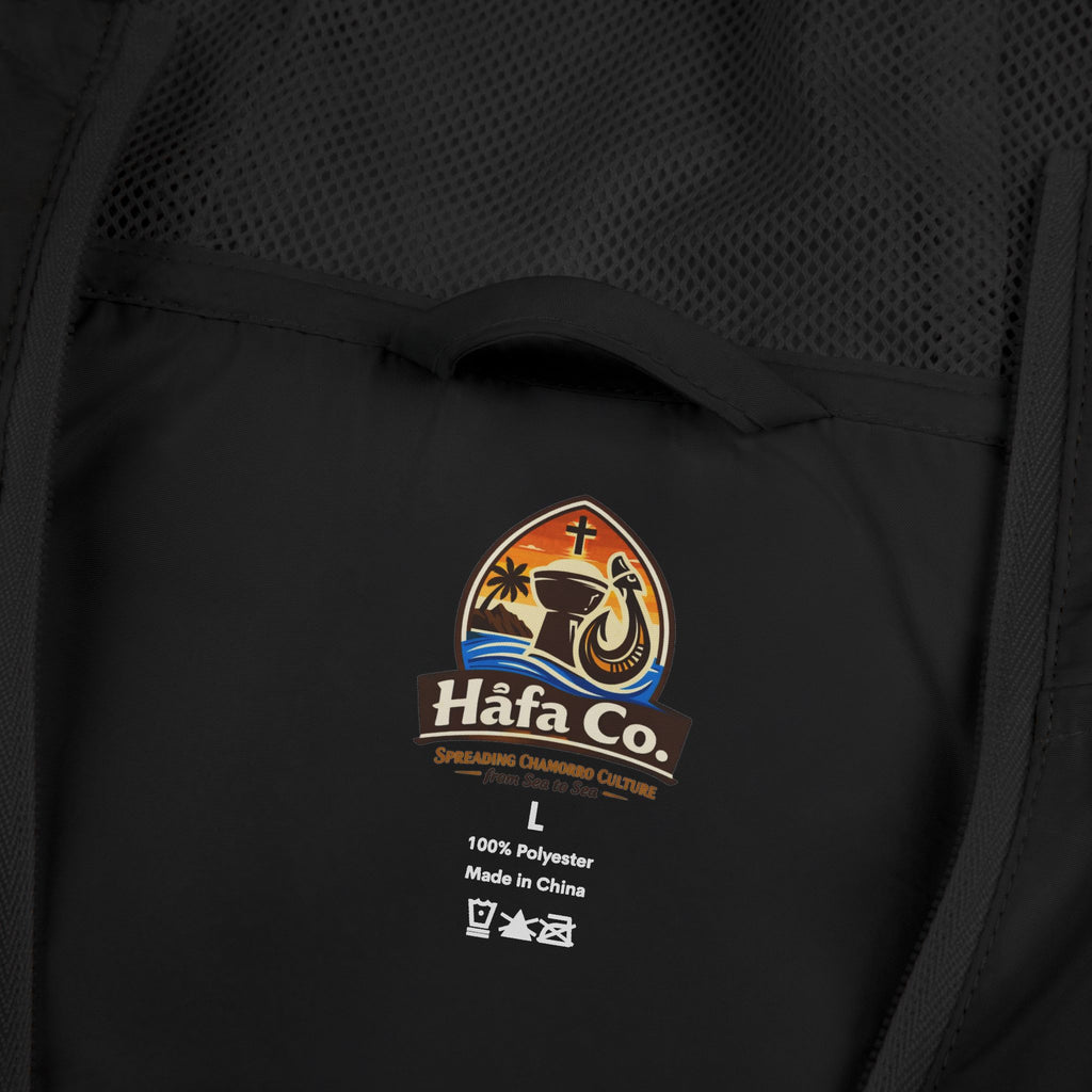 Windbreaker Jacket — 'Buenas & Hafa Adai ' Palm Tree Lightweight Hooded Jacket