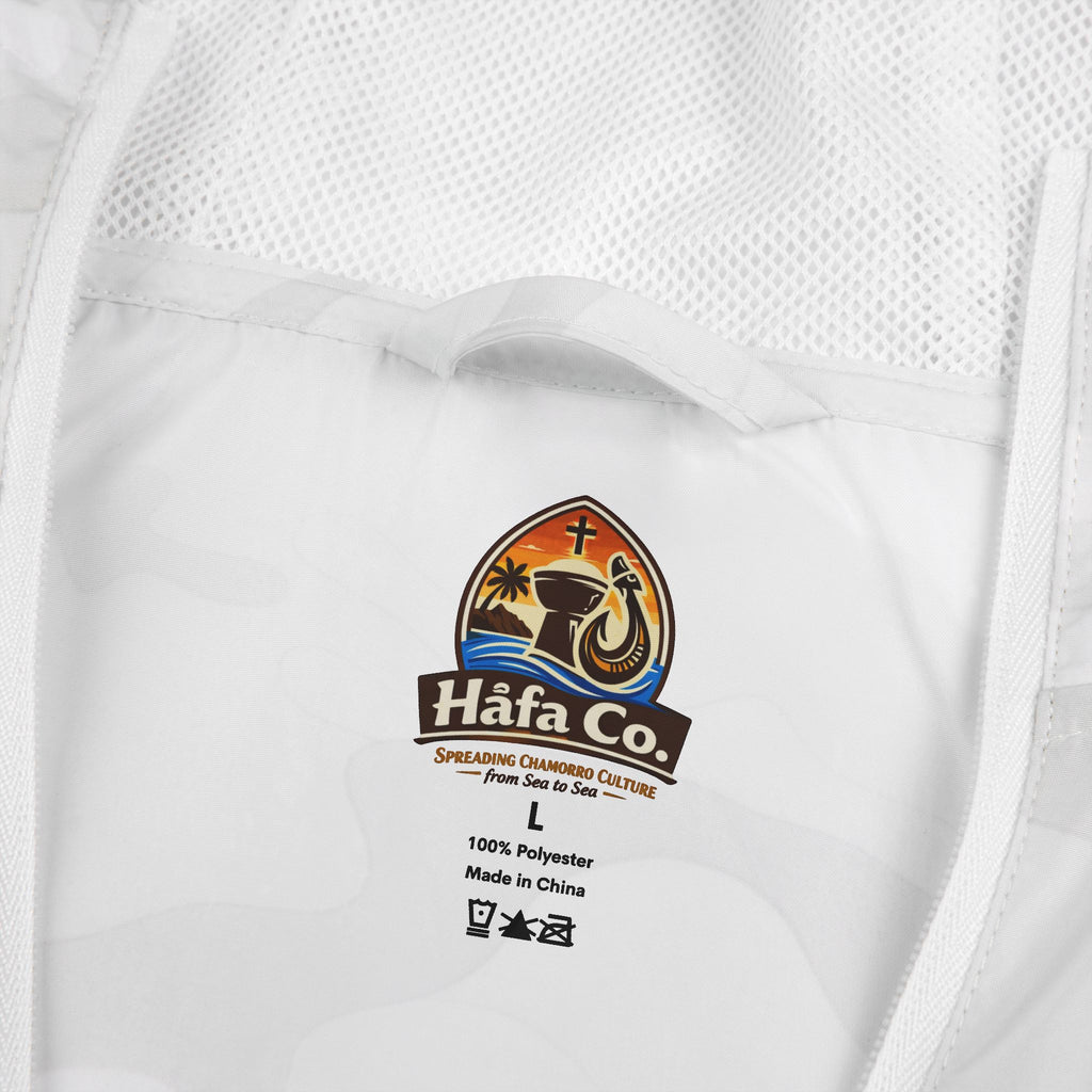Windbreaker Jacket — 'Buenas & Hafa Adai ' Palm Tree Lightweight Hooded Jacket