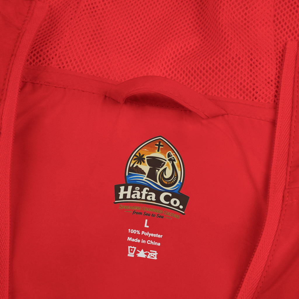 Windbreaker Jacket — 'Buenas & Hafa Adai ' Palm Tree Lightweight Hooded Jacket