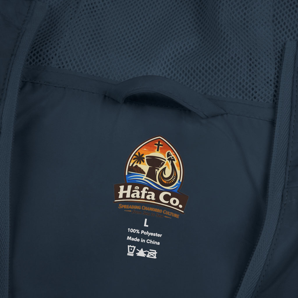 Windbreaker Jacket — 'Buenas & Hafa Adai ' Palm Tree Lightweight Hooded Jacket
